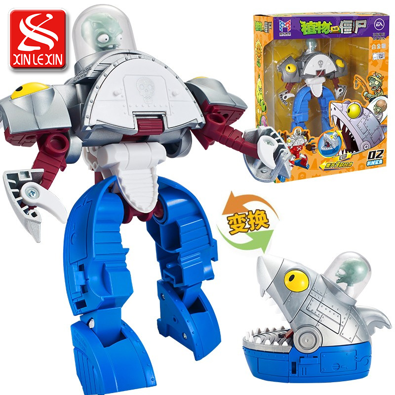 植物大战僵尸儿童新年礼物男孩变形玩具合体正版授权机器人 机械鲨鱼