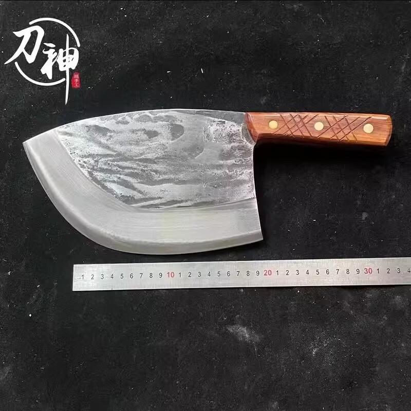 斩骨刀手工锻打砍骨刀剁骨刀屠夫专用斩骨刀老式砍骨刀砍骨头刀 约1.5斤-【鱼头斩骨刀-家用】