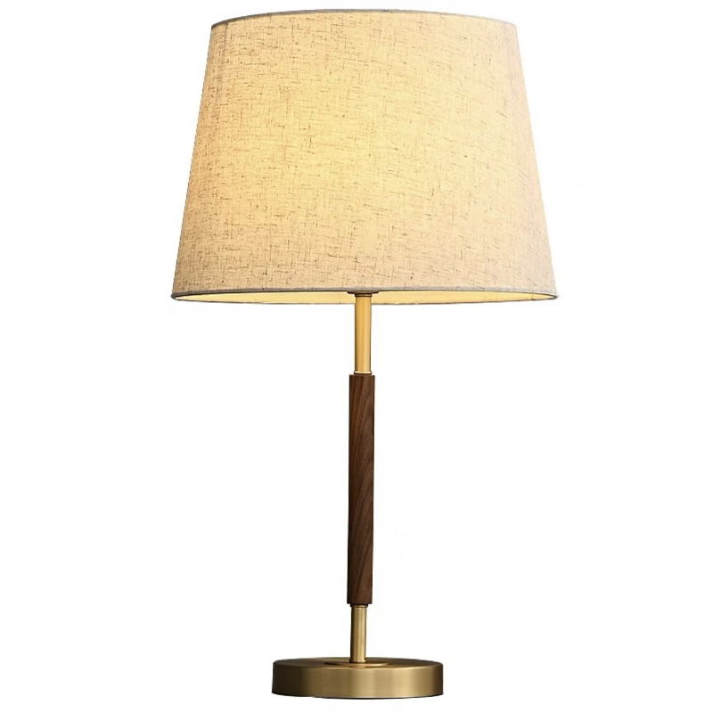 金匠空间台灯新中式复古装饰卧室床头灯书房酒店家用北美黑胡桃木全铜灯具 J9815-黑胡桃木台灯三色变光