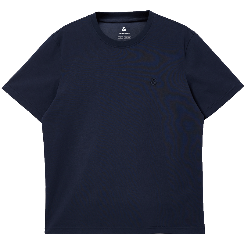 杰克·瓊斯（JACK&JONES）26年男裝新款【涼感】短袖T恤男士簡約純色透氣打底高端耐洗半袖 E38藏藍(lán)色 常規(guī) XL （185）