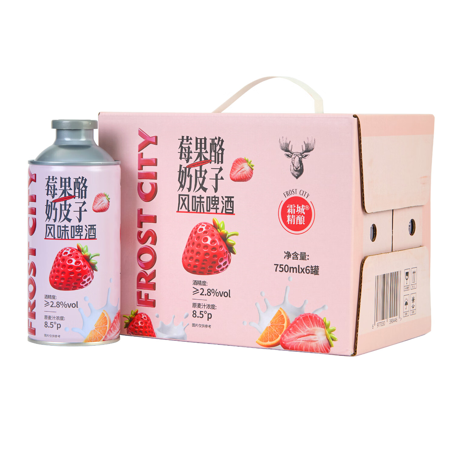 霜城莓果酪奶皮子芭乐柠檬黄油山楂750ml风味精酿啤酒凤梨海盐1L 莓果酪奶皮子 750mL 6瓶 整箱装