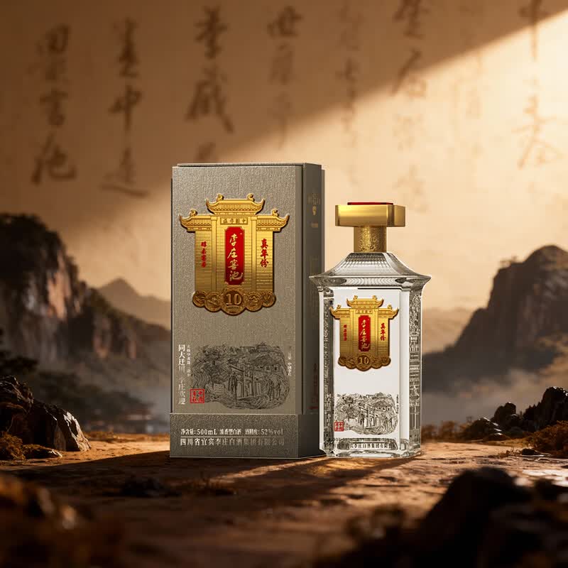 李庄窖池真年份10 39度浓香型白酒 52度礼盒装酒 52度 500mL 1瓶