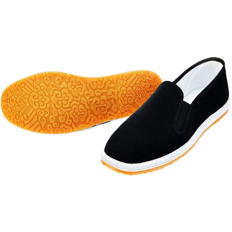 同升和【正品】老北京布鞋男千層底春季中老年一腳蹬防滑牛筋黑布鞋 黑色升級款（果凍膠片）_【春季單鞋】90%回購 38