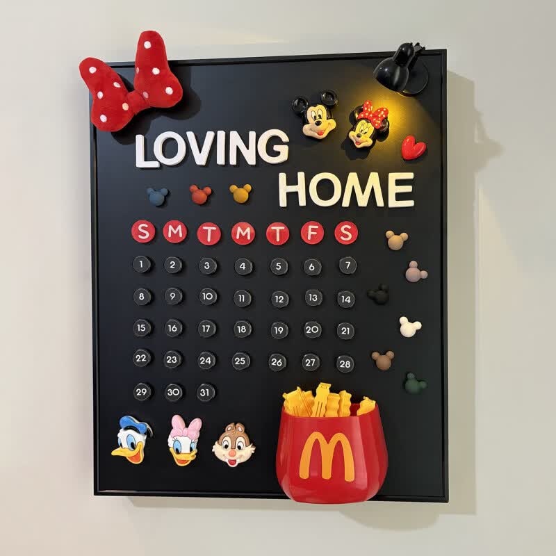 何佳功磁吸日历diy 电表箱装饰画日历磁吸冰箱贴黑板画米奇感DIY电闸箱 黑色边框【铝合金材质】 竖款电箱画+充满爱的家组合 55*45【电箱尺寸≤45*35】