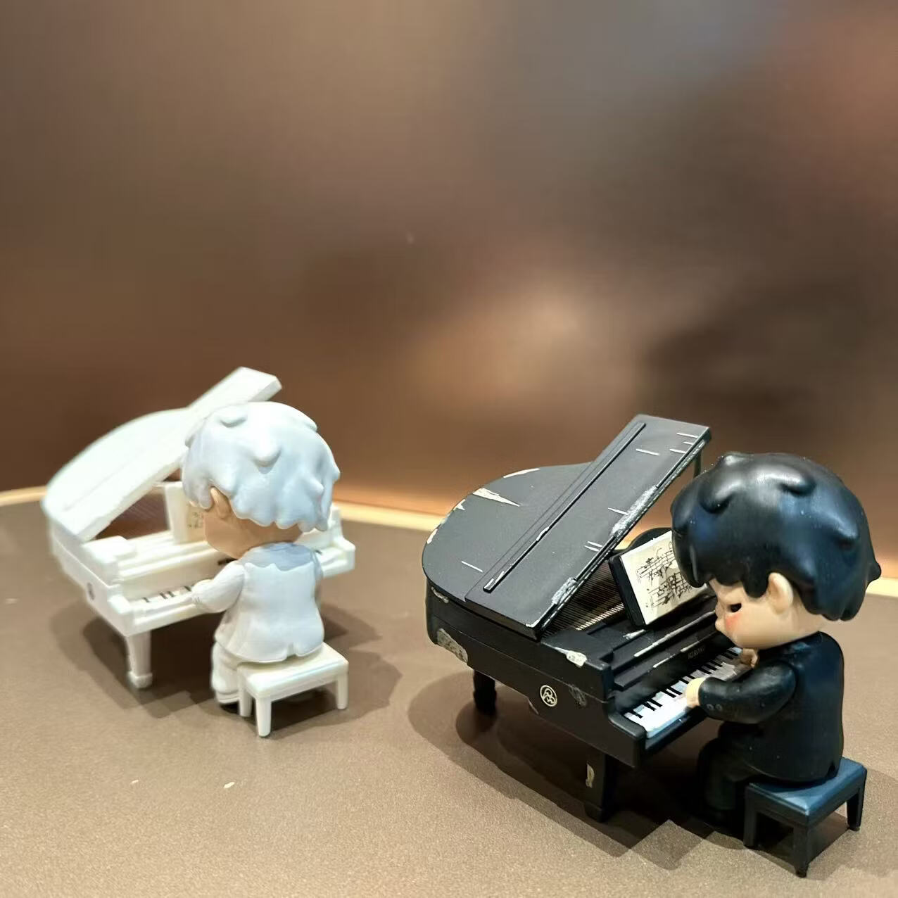JAY钢琴师小野Hirono手办潮流桌面摆件玩具装饰男女朋友生日礼物 钢琴师黑+白共两只【顶配版】