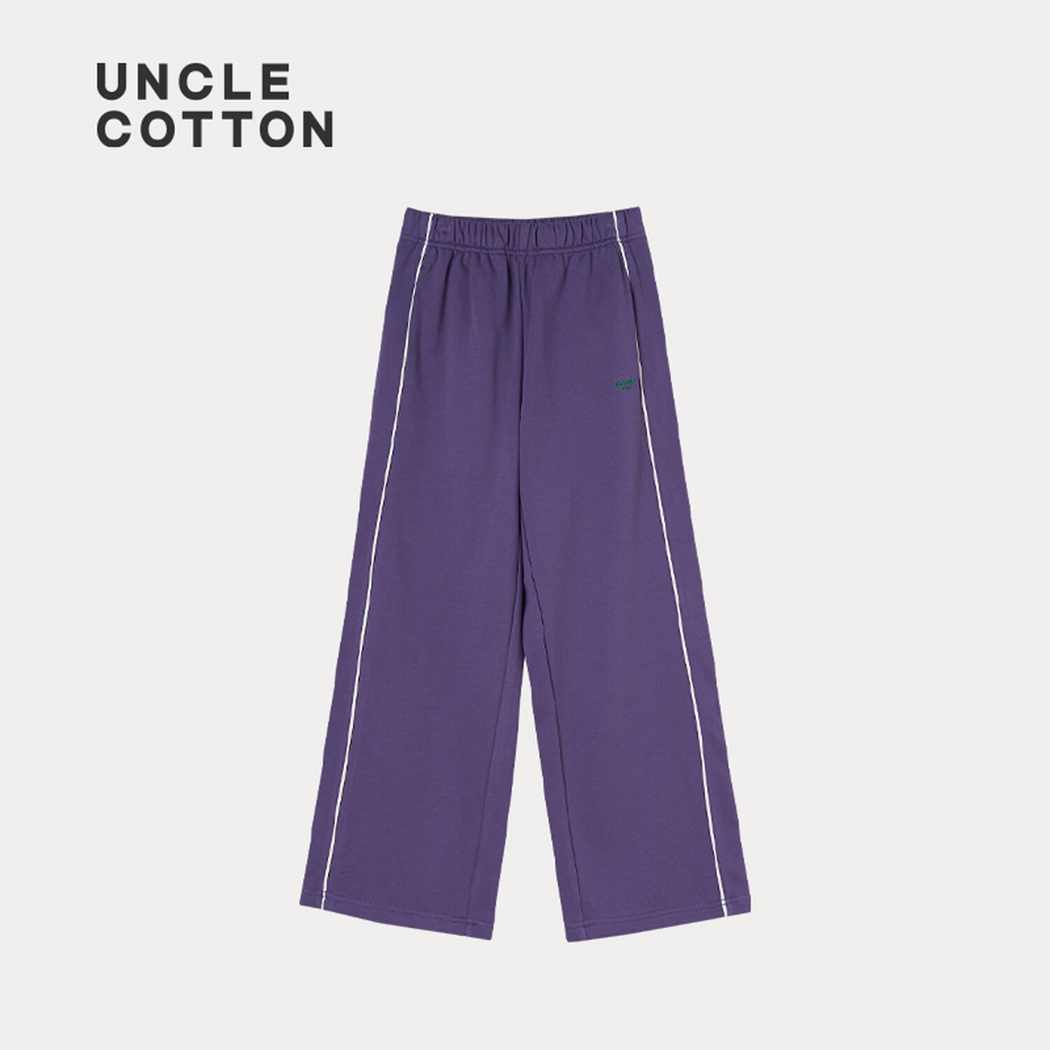棉叔叔【2026春季新品嵌条直筒裤】女童宽松卫裤户外男童针织校服裤子 紫藤色 120 120