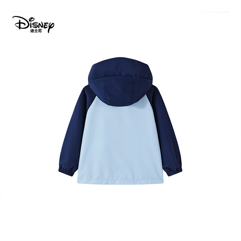 迪士尼(Disney)朱迪女童连帽外套2026春季新款中大童女孩户外拼色休闲运动夹克 蓝色 130 【建议身高125-135cm,体重50-60斤】