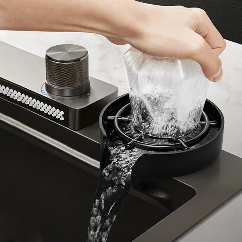 卡莎蒂按压洗杯器 高压自动冲洗杯子厨房水槽奶瓶咖啡酒吧通用洗杯器 高压水槽洗杯器