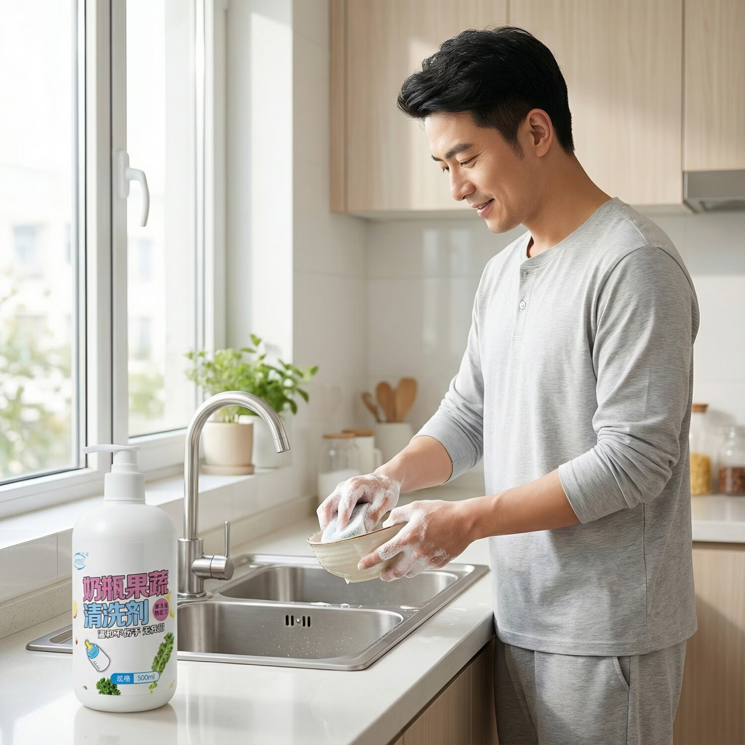 芈世纪【精确控量】奶瓶果蔬清洗剂清新果香安全无残留宝宝餐具果蔬清洁 芈世纪奶瓶果蔬清洗剂5瓶*500ML