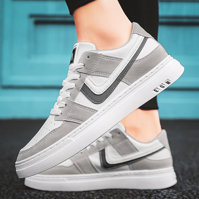 西域骆驼(VANCAMEL)男鞋冬季新款透气空军aj一号板鞋男士轻便软底运动休闲小白鞋子男 【官方正品 质量保证】灰色配色 40