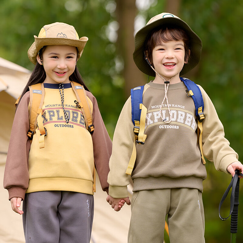 棉花堂（cottontown）棉花堂儿童卫衣春秋季外穿男童女童新款童装复古长袖上衣时尚潮款 黄色 140 140/68