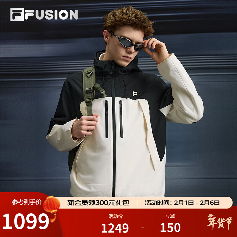 FILA FUSION斐乐潮牌男女情侣款两件套摇粒绒冬季新款三合一外套 正黑色-BK XS 160/84A/XS