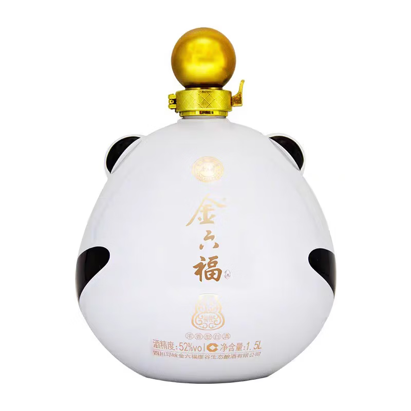 金六福2021年福锐15 熊猫造型白酒礼盒 春节送礼52度浓香型白酒1500ml装 52度 1500mL 1坛 熊猫礼盒