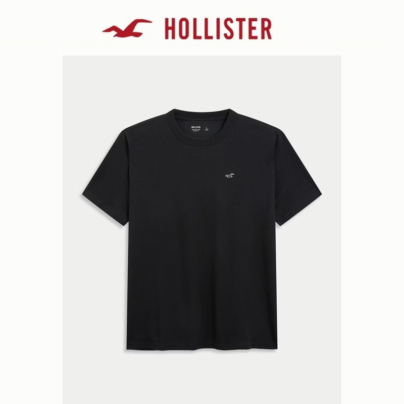 HOLLISTER【凉感】小海鸥图案基础款短袖T恤26春夏男装324-6088 黑色 XL (180/116A)