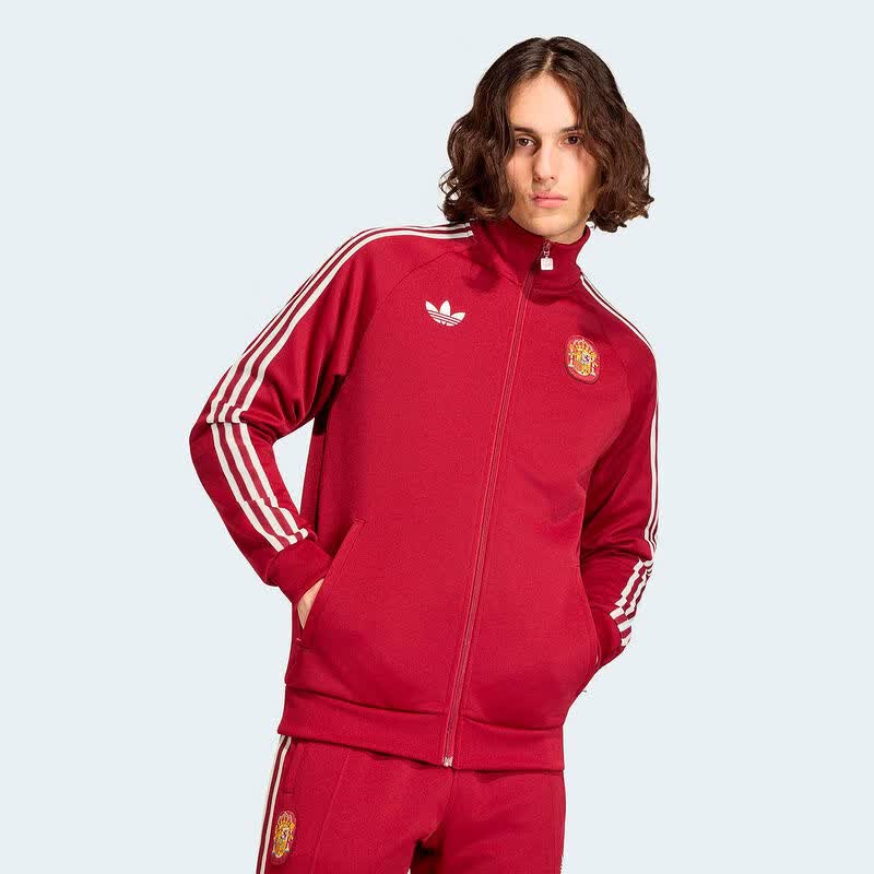 阿迪达斯（adidas）三叶草外套男装2026春季新款运动跑步西班牙宽松休闲百搭针织夹克 JZ2254 L