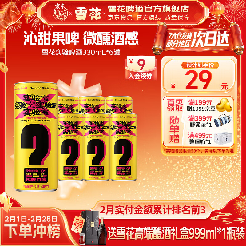 雪花BeingX实验室双柚风味果啤精酿啤酒 330mL 6罐