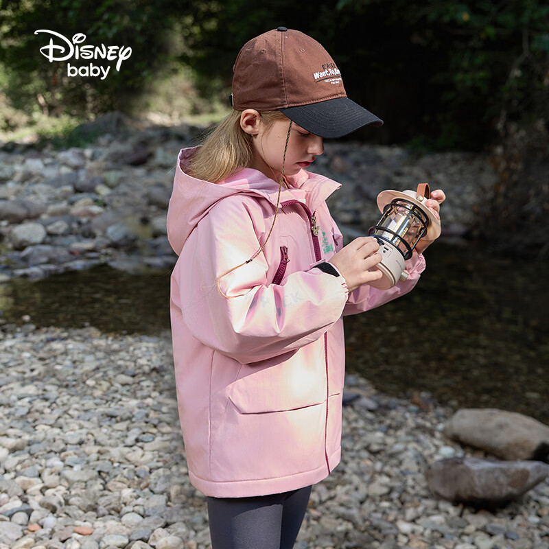 迪士尼（Disney）男女童加绒棉服儿童加厚外套2026秋冬款儿童上衣童装洋气时尚衣服 浅粉 160 身高155-160cm体重85-100斤