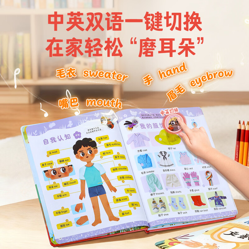 乐乐趣 莉莉兰会说话的早教发声书 有声书0-3岁宝宝会说话的早教绘本幼儿阅读手指点读机关益智学启蒙读物幼儿早教发声书 【充电版】会说话的早教发声书