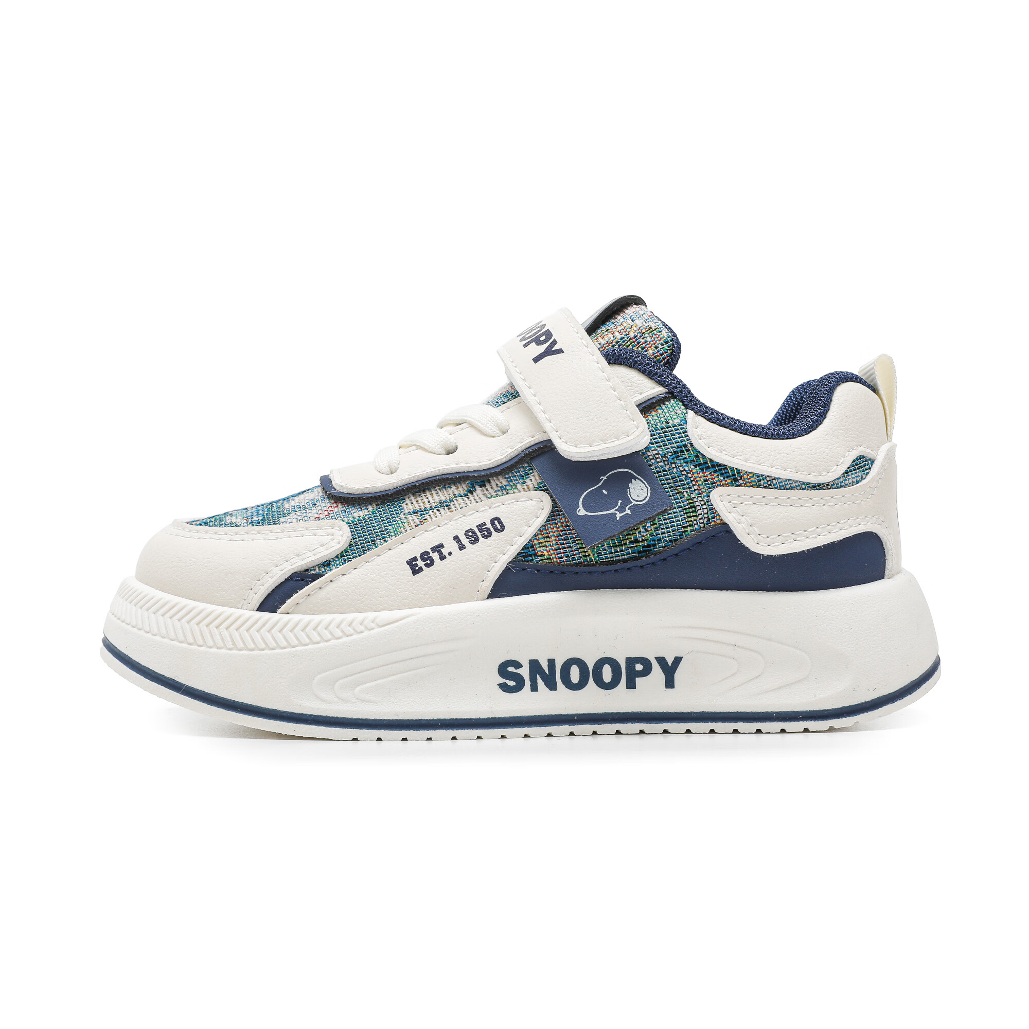 史努比童鞋儿童运动鞋网面透气春季新款2026女孩软底板鞋女童高颜值鞋子 米/蓝 38 内长24.2/脚长23.2 京东折扣/优惠券