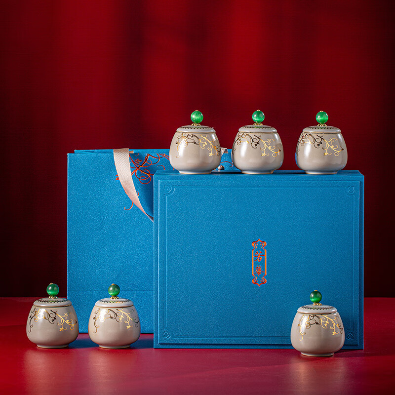 茶叶包装盒红绿岩茶空礼盒储物罐普洱密封陶瓷罐存茶罐包装 芳华222六