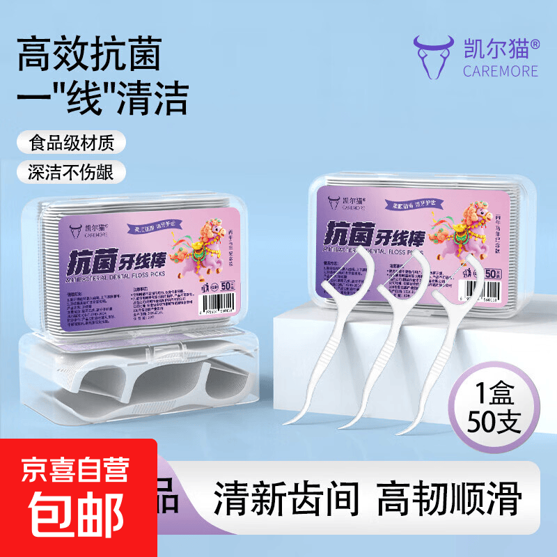 【限定包装】盒装牙线超细家庭装牙线棒随身便携剔牙签线 【加宽加厚】马年款2盒100只