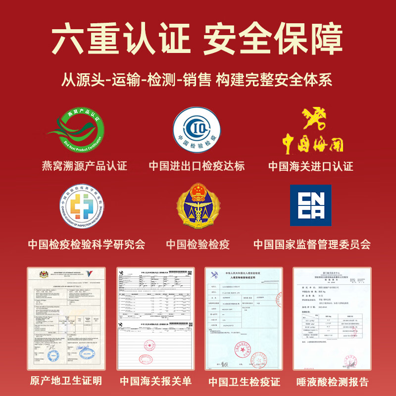 左良干燕窝 燕条 CAIQ溯源燕窝干盏孕妇燕窝 燕碎 燕角 大燕条自己吃 马来燕条 100g*1盒