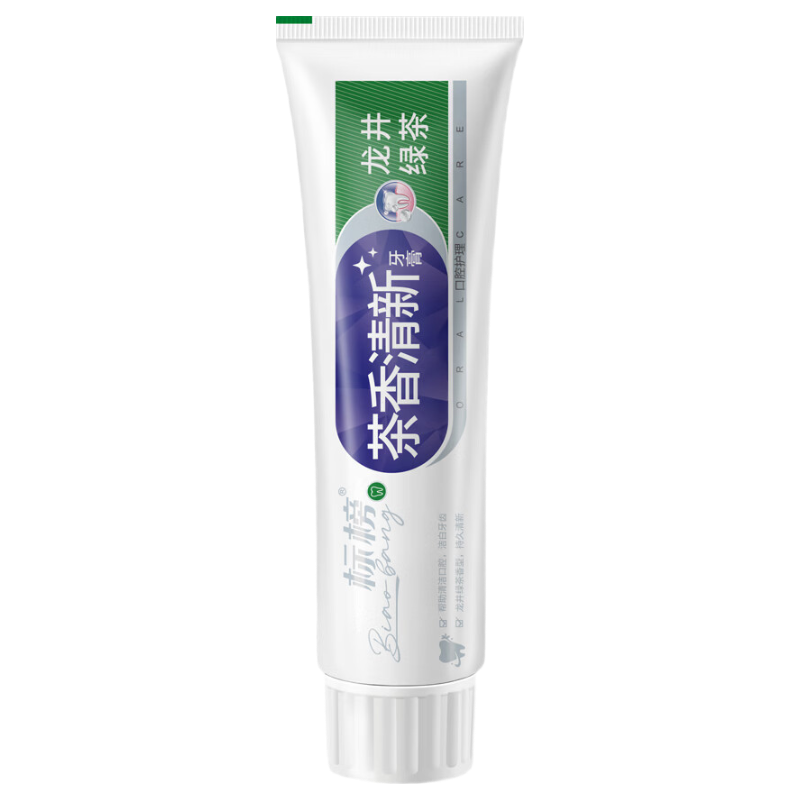 标榜茶香清新龙井绿茶牙膏 减垢祛渍口气清新植物精华洁白牙齿10 茶香龙井薄荷味110g