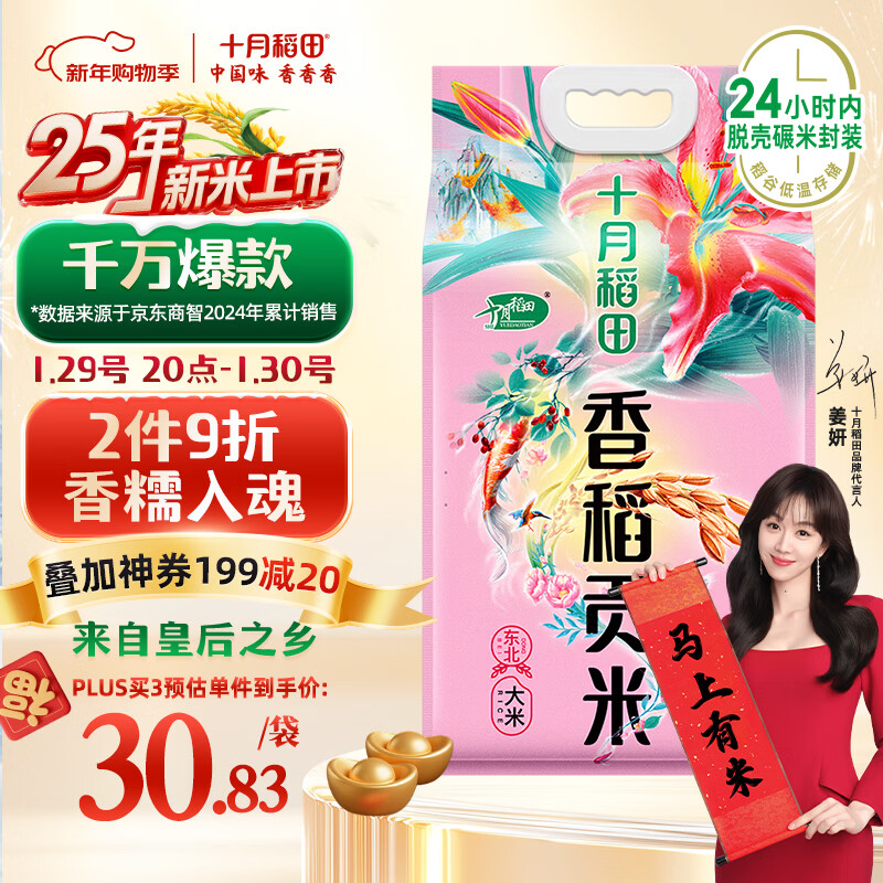 十月稻田 2025年新米 香稻贡米 东北大米 10斤（香米 粳米 5公斤/十斤）