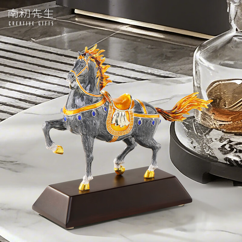 南初先生珐琅彩一马当先马摆件高端客厅装饰品办公室摆件开业摆件乔迁礼物 珐琅彩一马当先-礼盒装