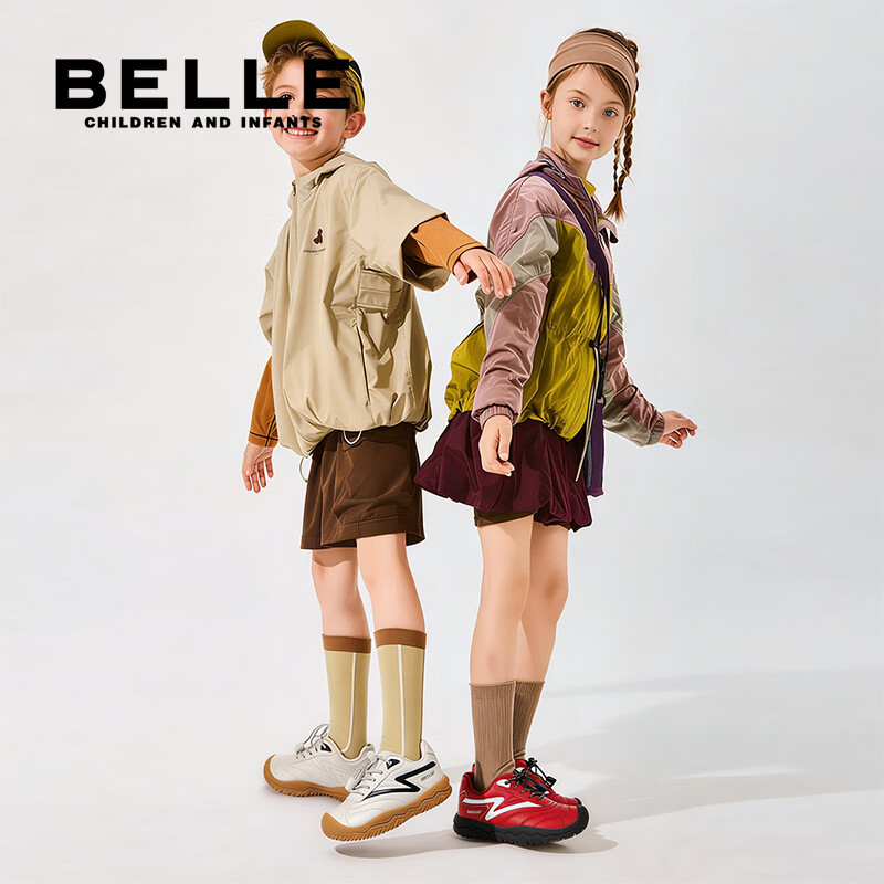 百丽童鞋女童运动鞋男大童鞋子26年春秋新款校园小白鞋女孩儿童休闲鞋 粉色 32