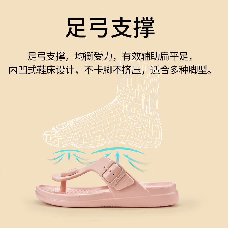 罗敷（Luo Fu）新款凉拖鞋女士防滑外穿夹角软底人字拖室外穿拖鞋女勃肯凉拖鞋 桃色 35