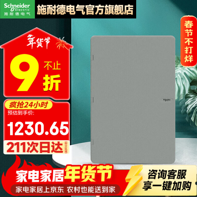 施耐德电箱 天朗系列暗装家用配电箱 空开强电箱 暗装灰色 三排48回路