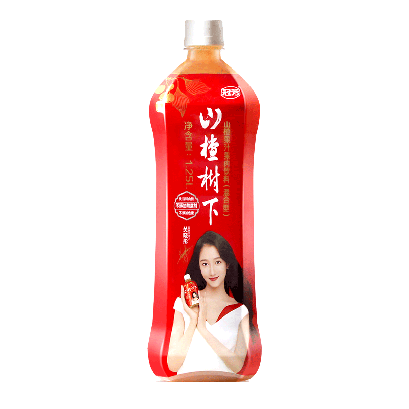 冠芳山楂树下山楂果汁果肉饮料125lx6瓶大瓶整箱装年货节送礼解腻