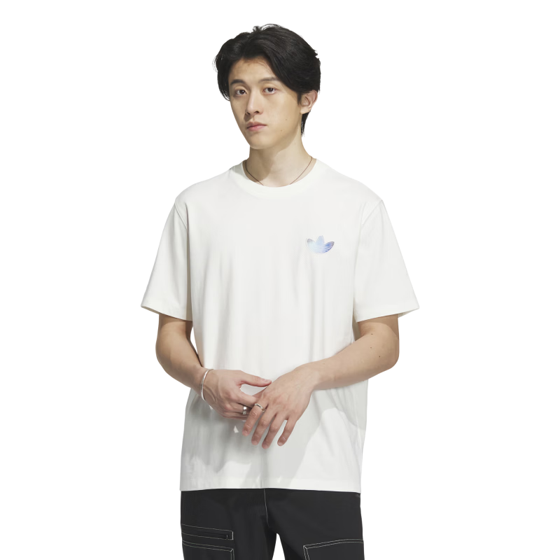 adidas经典简约纯棉运动上衣短袖T恤男女夏季阿迪达斯官方三叶草   汉玉白   XL