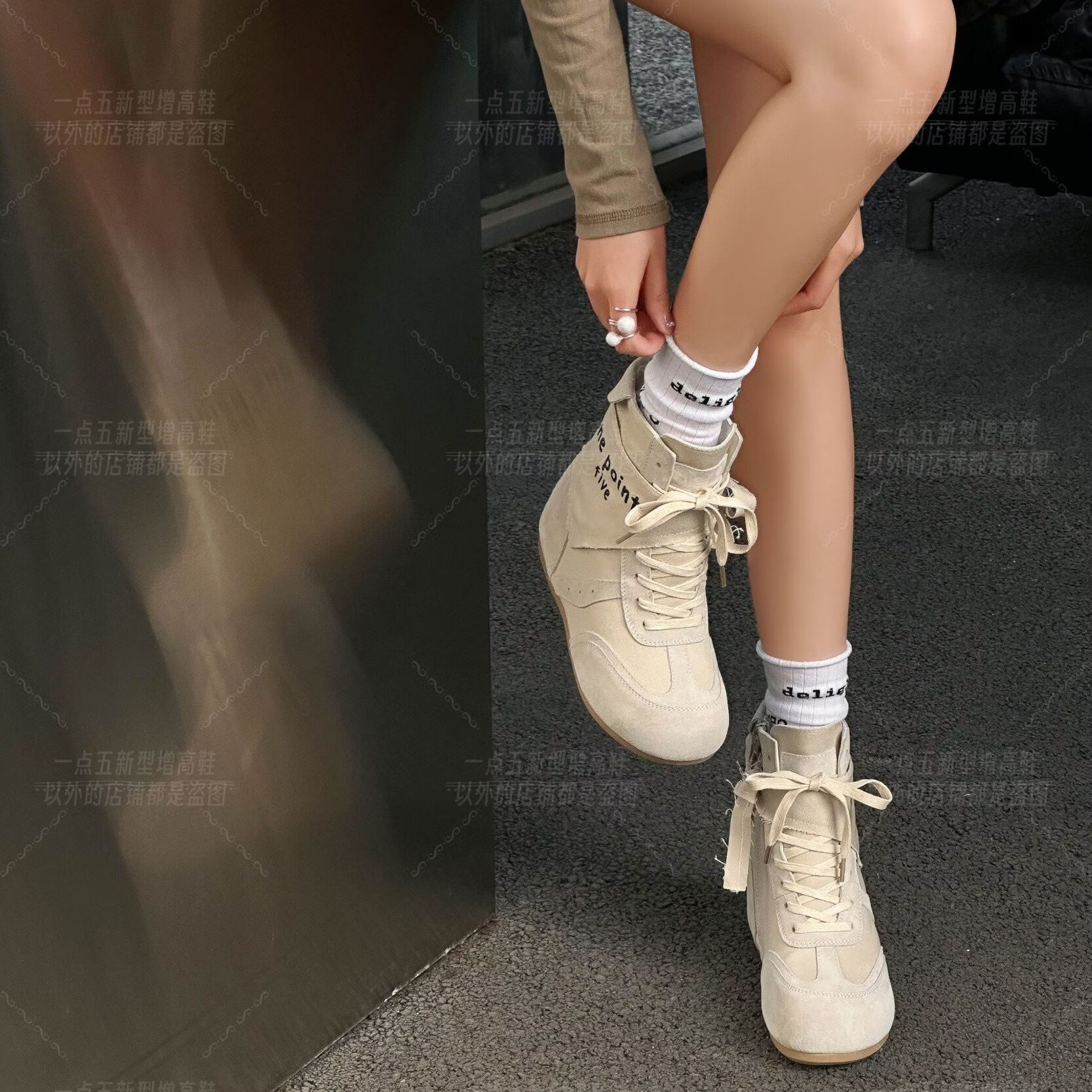 1.5JKHX一点五隐形增高12CM女鞋夏季新款帆布鞋经典德训百搭款 姜黄色 (正码正拍卡码拍大) 35