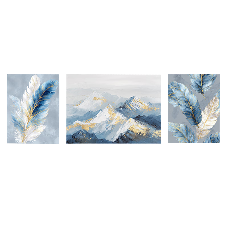 墨派客廳裝飾畫(huà)高檔手繪油畫(huà)肌理感大氣抽象花卉沙發(fā)背景墻掛畫(huà)三聯(lián)畫(huà) 2背有靠山 小套(左右40x60+中80x60)手繪