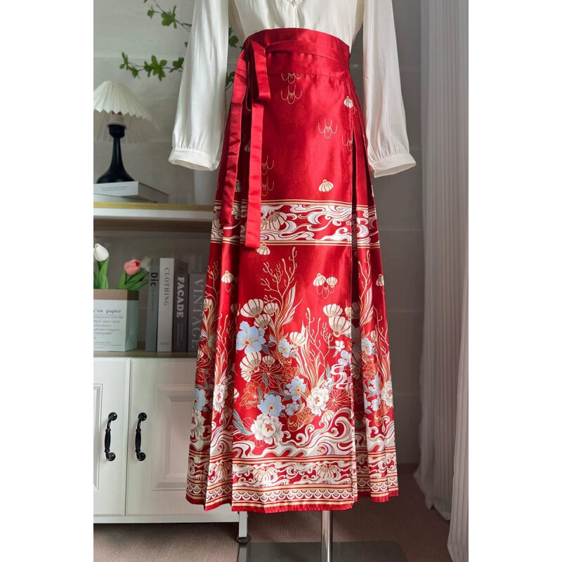 胖东来代购汉服新款长款马面裙国风织金妆花新中式日常通勤夏同款 白山川 均码 F