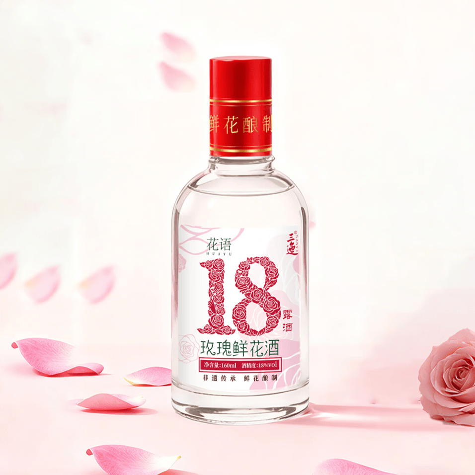 三迤花语十八18度玫瑰花酒160ml*4瓶红盖装 纯粮白酒睡前低度微醺露酒 18%vol 160mL 4瓶 【实惠装】花语十八 玫瑰花酒160ml*4瓶 18度花语十八160ml