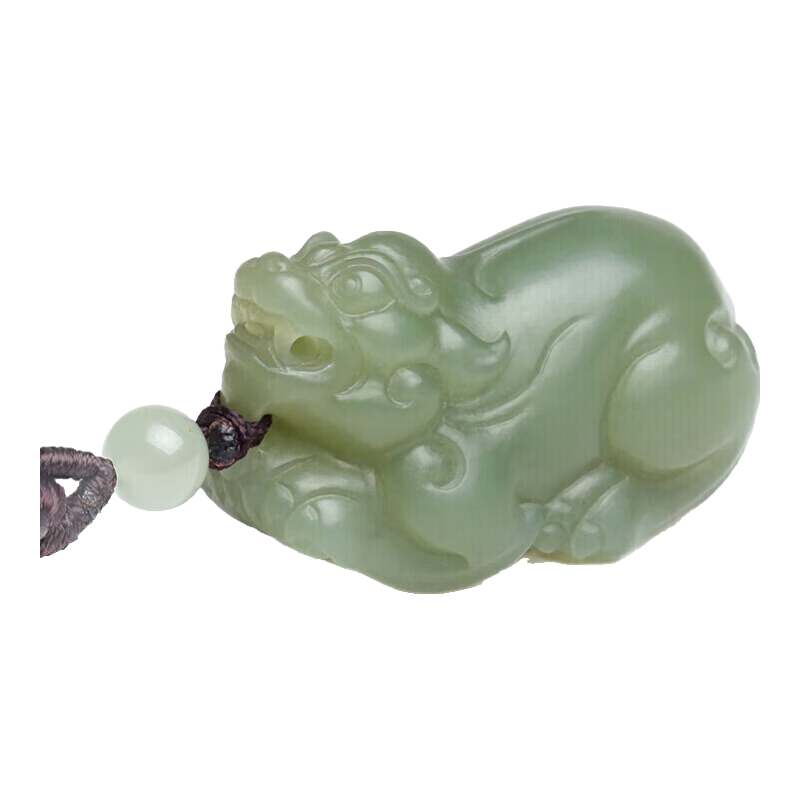 凈心石【圣誕節(jié)禮物】和田玉貔貅吊墜淺青玉立體貔貅瑞獸玉石掛件