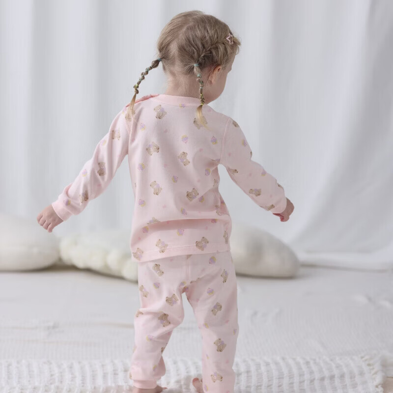 丽婴房（Les enphants）儿童内衣套装儿童秋衣秋裤2026新款男童女童家居服套装 粉红 80 cm