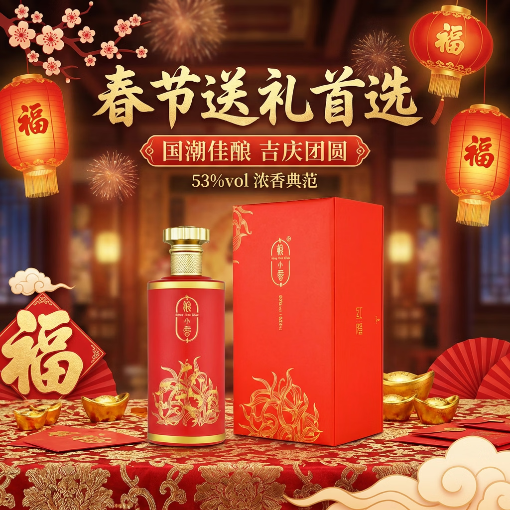 粮小春红隐53度酱香型白酒纯粮自饮口粮酒春节年货送礼酒整箱装 53度 500mL 6瓶