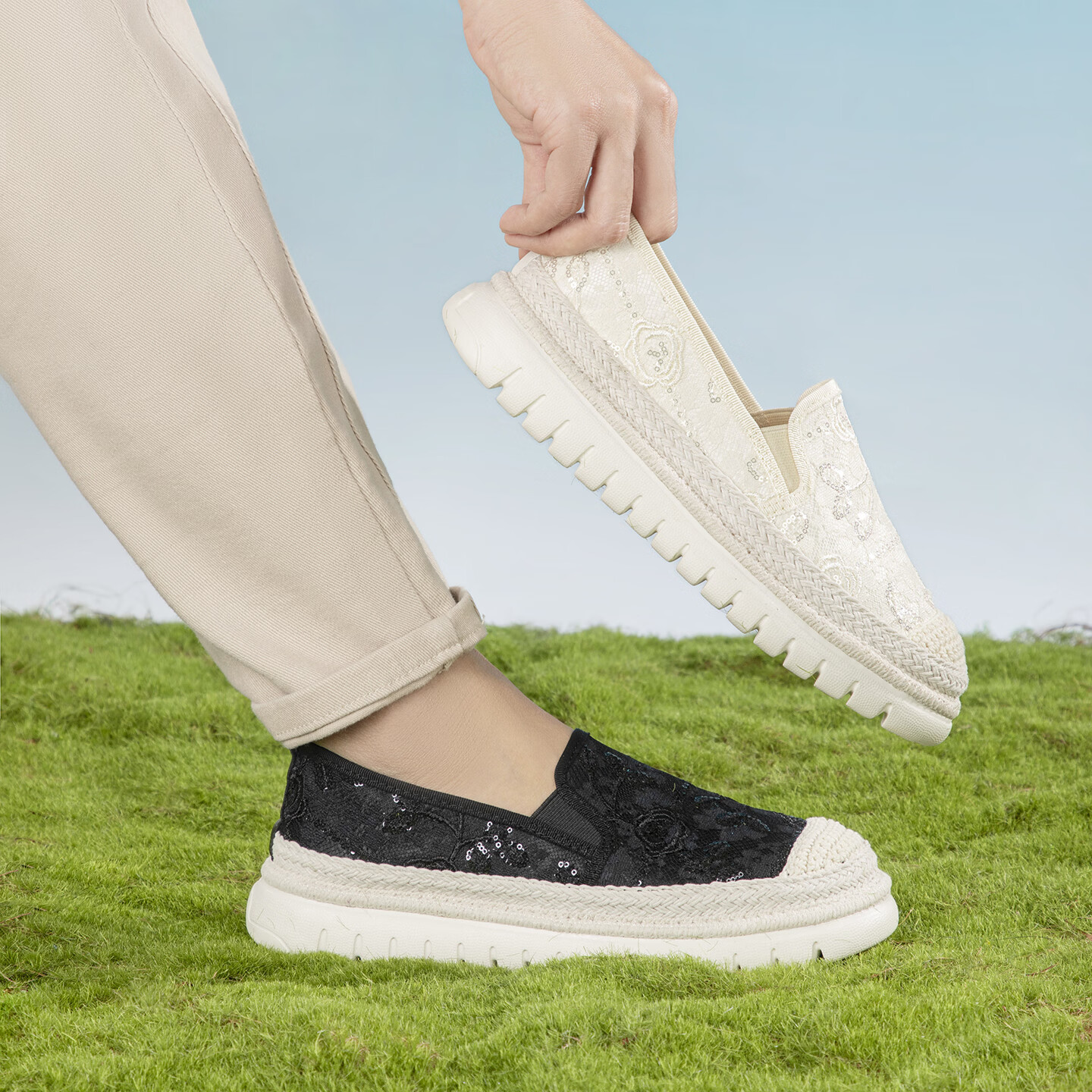 泰和源老北京布鞋渔夫鞋女2026春季时尚平底舒适田园风休闲鞋厚底妈妈鞋 米色 81796 40