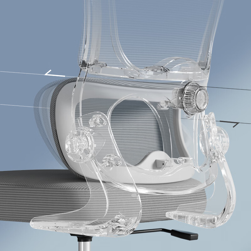 悠昊家用电脑椅久坐舒适双靠背人体工学椅宿舍书房椅办公座椅 灰框灰网-头枕