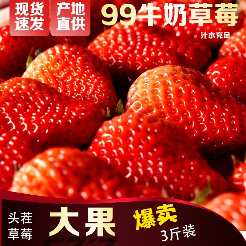 鲜姿丹东99红颜奶油草莓新鲜水果现摘原产地九九奶油生鲜礼盒新鲜直达 精选大果3斤（20-30g)