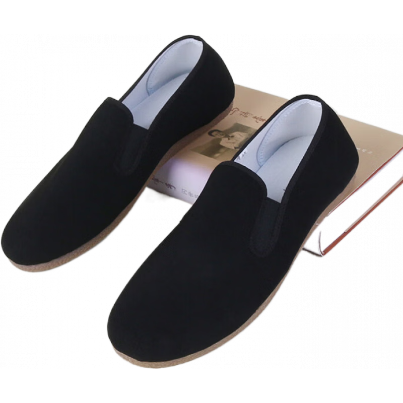 步瀛齋老北京布鞋男春秋透氣平底單鞋中老年爸爸鞋透氣黑色老布鞋 黑色 39