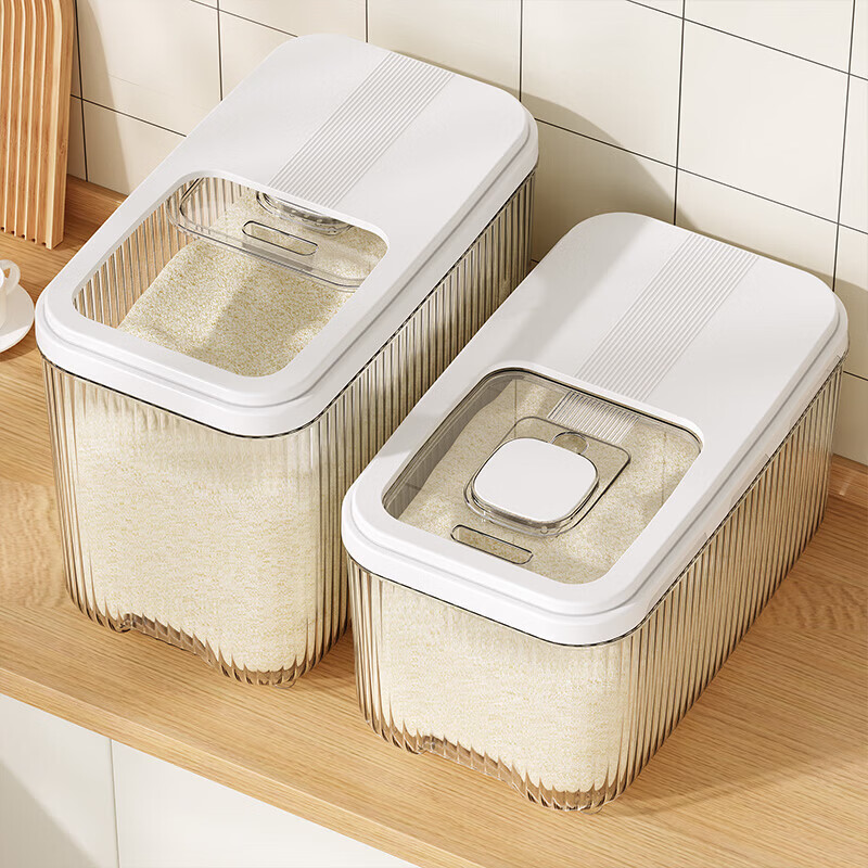 稻草熊（DOCOXO）厨房防潮滑盖米桶带盖密封面粉桶家用厨房收纳大米食品级储存桶 滑盖米桶带防虫盒【中号】