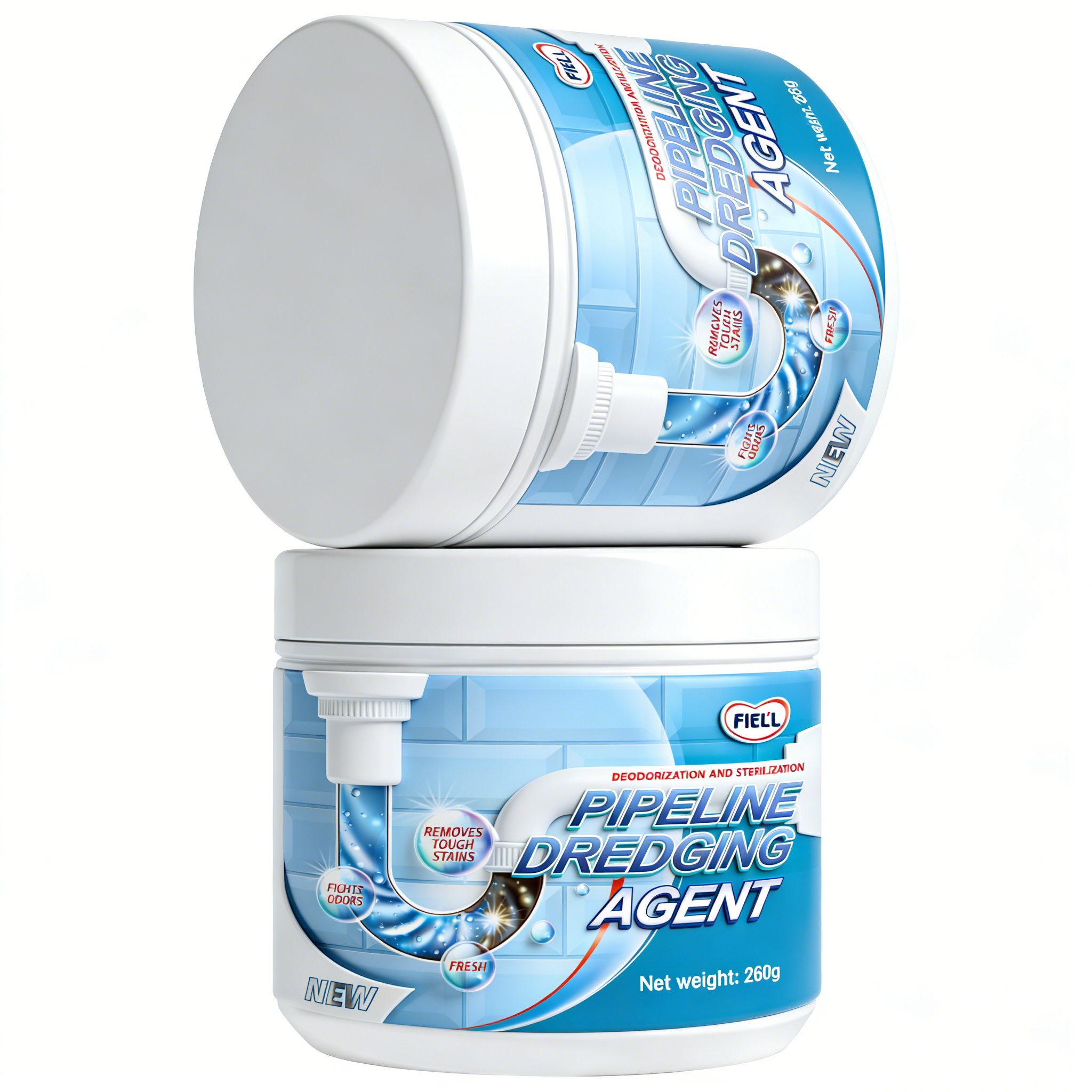 FIELL【德国】管道疏通剂厨房下水道重油污堵塞强力溶解厕所马桶除臭 【家庭囤货装】 260g 5瓶【强效分解神器】 家庭环境好帮手