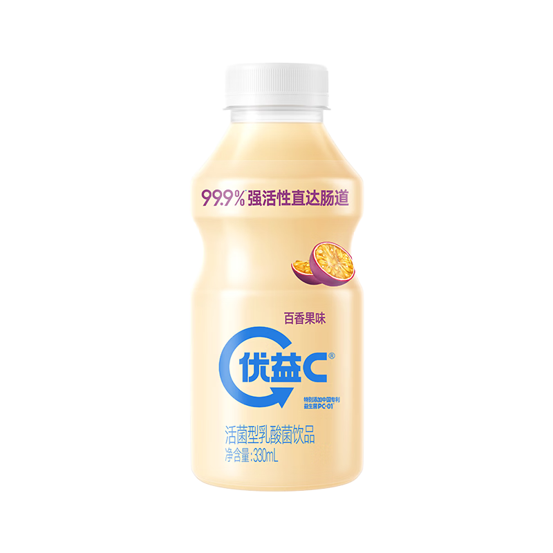 蒙牛（MENGNIU）优益C乳酸菌饮品0脂肪益生菌饮料百香果味330ml*16瓶