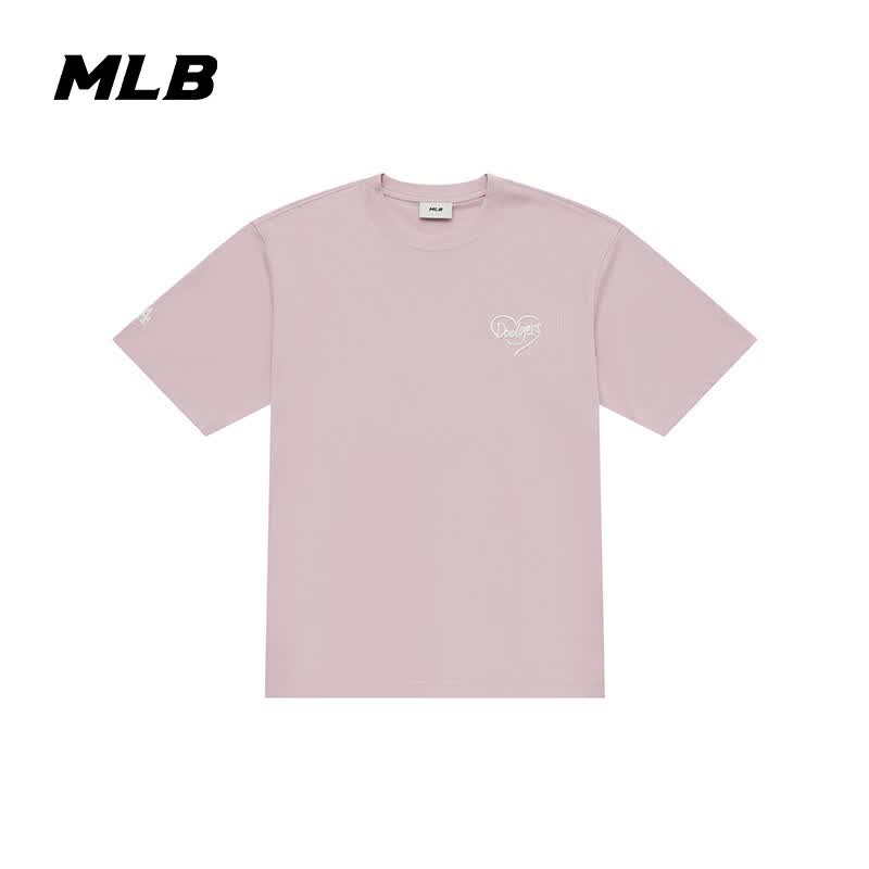 MLB春季新款波士顿红袜队 休闲印花时尚宽松圆领短袖T恤 男女同款 3ATSH015307PKM【花灰粉】 M