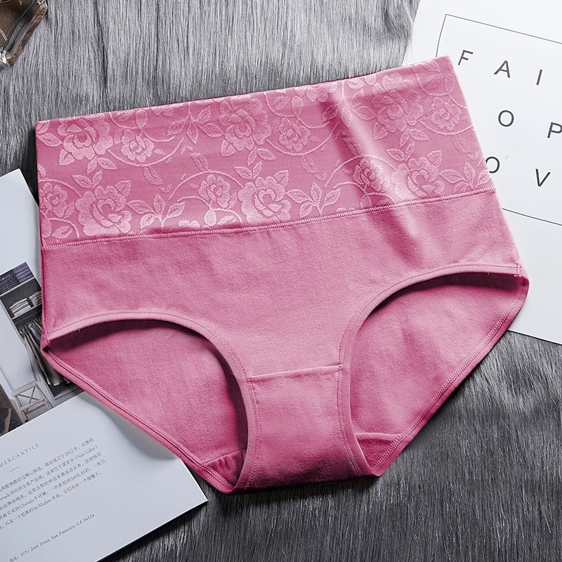 高腰收腹内裤女大码女士短裤提臀束腰三角裤胖MM舒适女式内裤 西瓜红 XXL